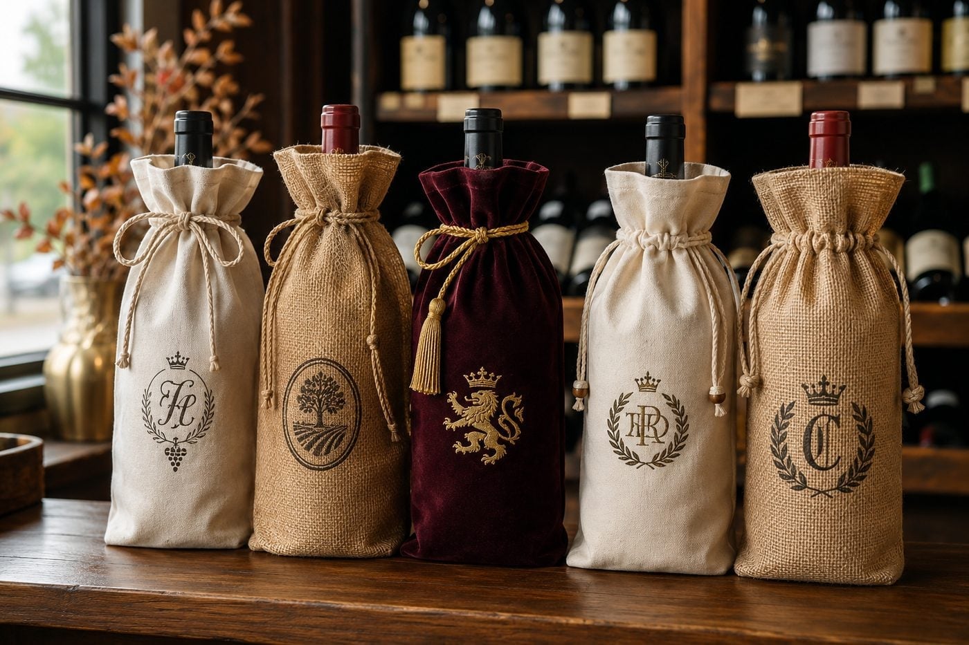 Custom printed wine bags with logo