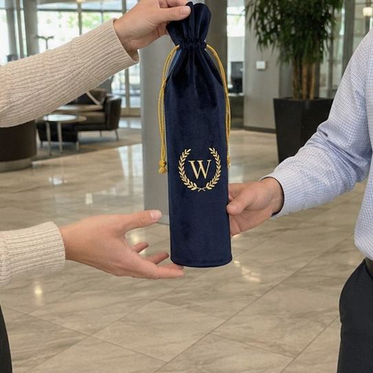 Custom wine bags in use